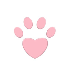 Dog Paw Love with a heart-shaped frame of dog tracks and trails. Dog or cat Love Heart with cute paw print illustration. Best used for pet care, pet-friendly logo.