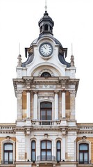 Close-up of a historic clock tower with intricate architectural details and a classical design, perfect for historical and architectural themes.
