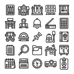 school supplies outline icon vector