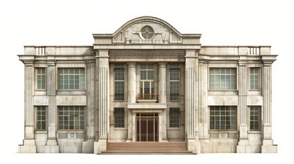 Elegant neoclassical architecture facade of a historic building with grand columns and detailed stonework.