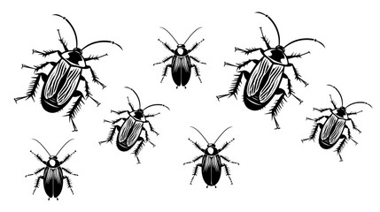 vector isolated set of insect silhouettes,Hand drawn vector illustration. Vector drawing of tree honeybee