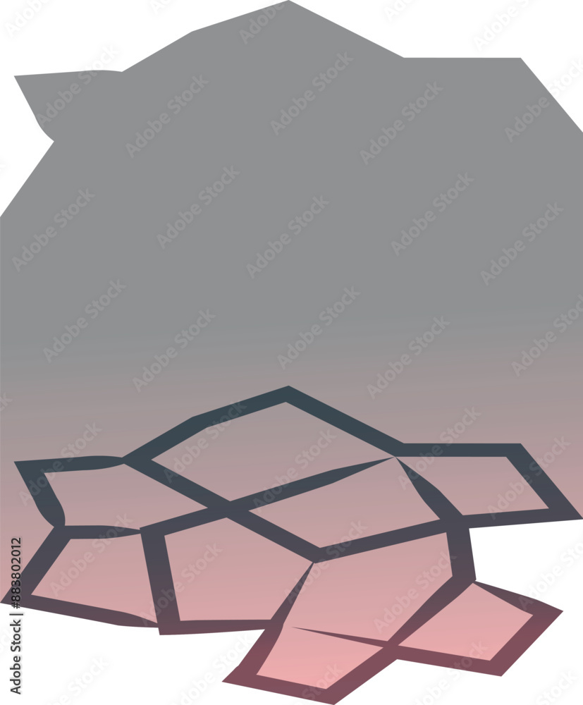 Aufkleber abstract geometric shape splitting apart with a grey and pink gradient background