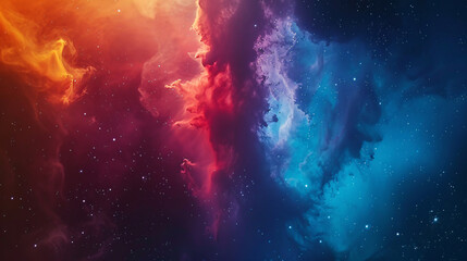 Fototapeta premium Colorful nebula in space with stars, smoke, fog, and dust