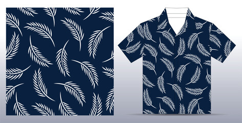 Contemporary Hawaiian Shirt Mockup, Ethnic Culture Patterns, leaf's seamless pattern, Cultural Diversity in Modern Fashion, seamless feather pattern, Clothing Prints