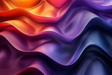 Obraz premium Vibrant abstract waves with warm to cool gradients - Silky, dynamic modern art piece.