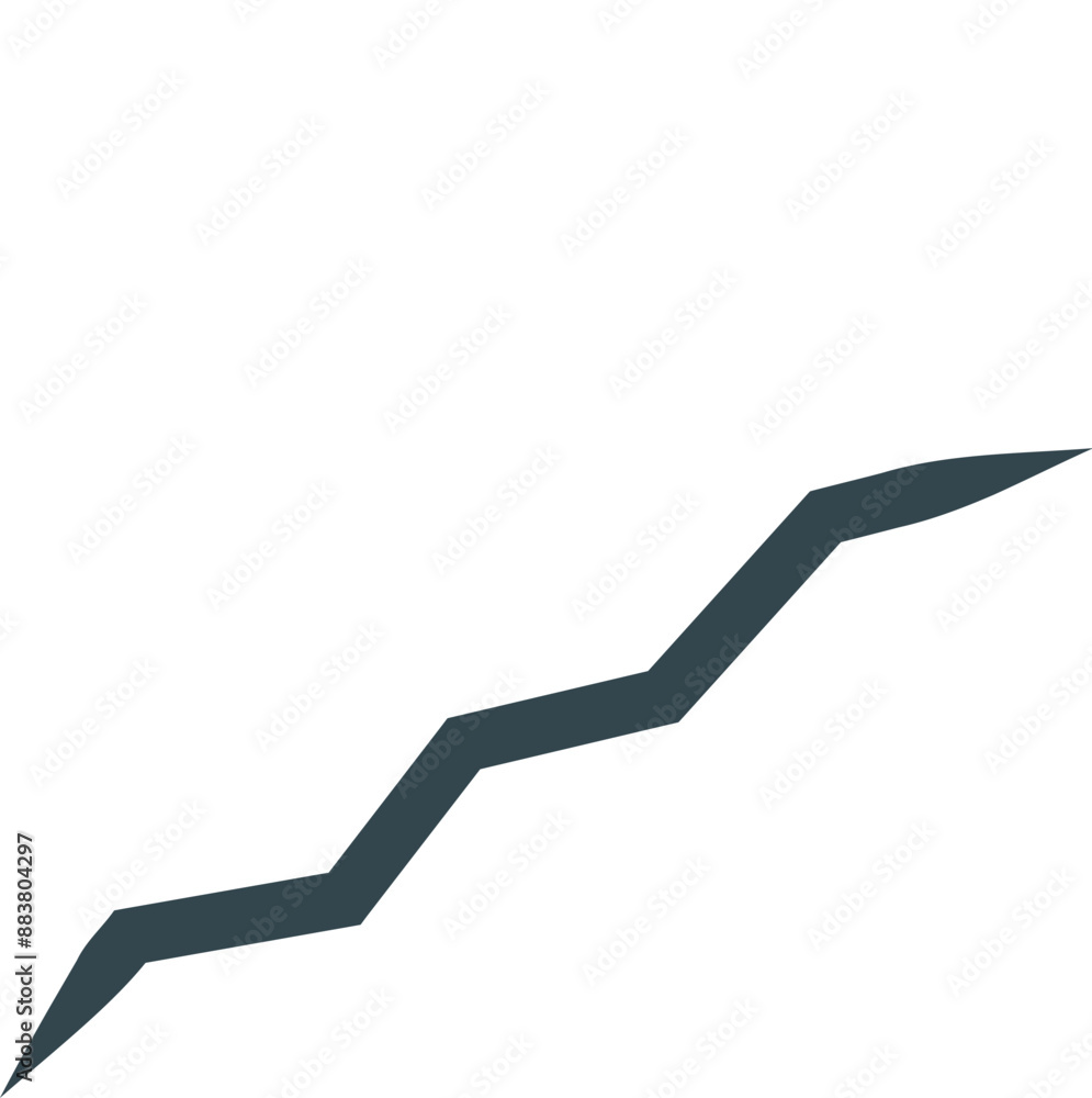 Poster dark gray minimalist abstract zig zag line chart is growing upward on a white background
