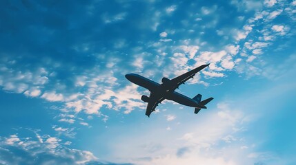 Airplane Silhouette Against a Blue Sky
