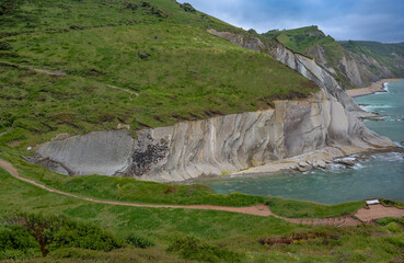 View of flysch in Zumaia. Basque country, Spain.