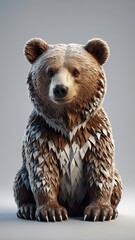 3D render, 8K High detail of a cute bear full body, white solid background