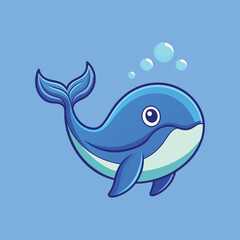  Cute Blue Whale Swimming Cartoon Vector Icon Illustration. Animal Nature Icon Concept Isolated Premium Vector. Flat Cartoon Style