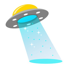 ufo spaceship abduction light beam flat illustration © antoniofrancois