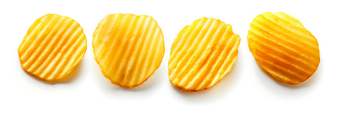 Fototapeta premium potato chips with ridges isolated on white background