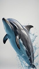Obraz premium 3D render, 8K High detail of a cute dolphin full body, white solid background