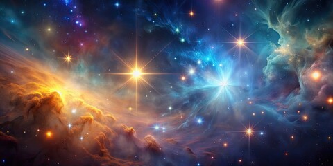 Fototapeta premium Abstract background with glowing nebula and stars, galaxy, space, universe, cosmic, astronomy, celestial