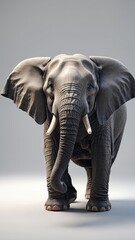 Fototapeta premium 3D render, 8K High detail of a cute elephant full body, white solid background