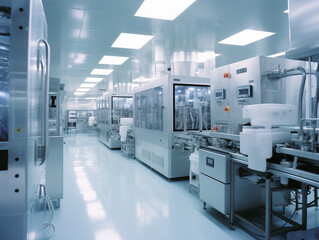 Sterile pharmaceutical production facility with advanced machinery