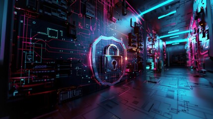 Obraz premium binary code tunnel, AI Generated.