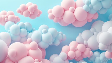 D abstract background filled with cute pastel clouds  AI generated illustration