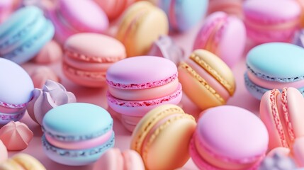 Fototapeta premium D abstract background filled with sweet macaroons AI generated illustration