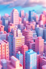 D abstract background with miniature cute buildings in a surreal cityscape  AI generated illustration