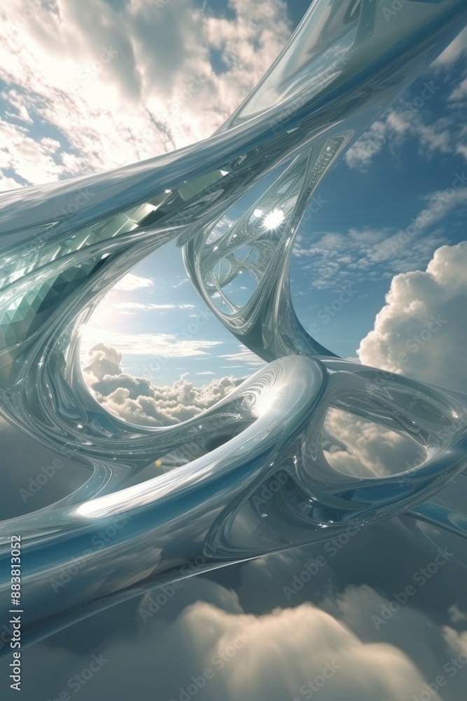 Poster d abstract structures soaring into a surreal sky ai generated illustration