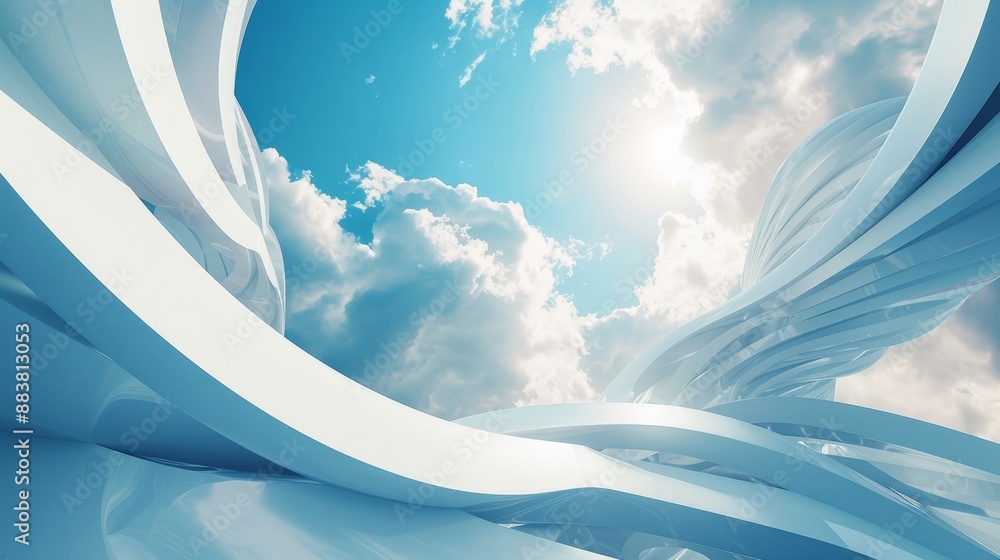 Poster d abstract structures soaring into a surreal sky ai generated illustration