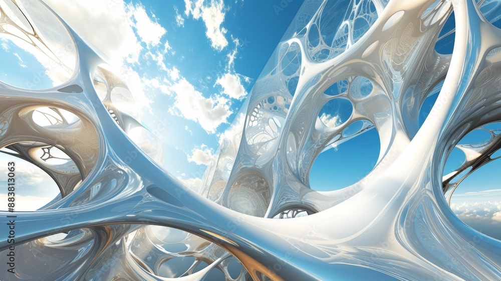 Aufkleber d abstract structures soaring into a surreal sky ai generated illustration