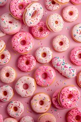 Obraz premium D background filled with abstract and cutesy doughnuts AI generated illustration