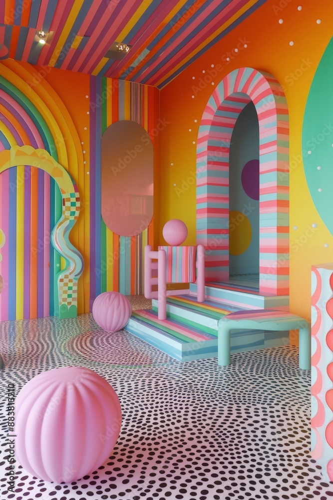 Poster d candy colored abstract patterns in a quirky setting ai generated illustration