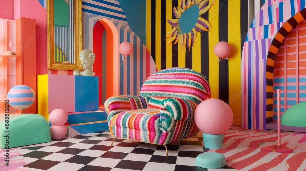 Poster d candy colored abstract patterns in a quirky setting ai generated illustration