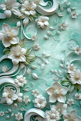 D Cute floral vine patterns layered on an abstract background  AI generated illustration