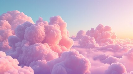D pastel clouds floating in a cotton candy sky AI generated illustration