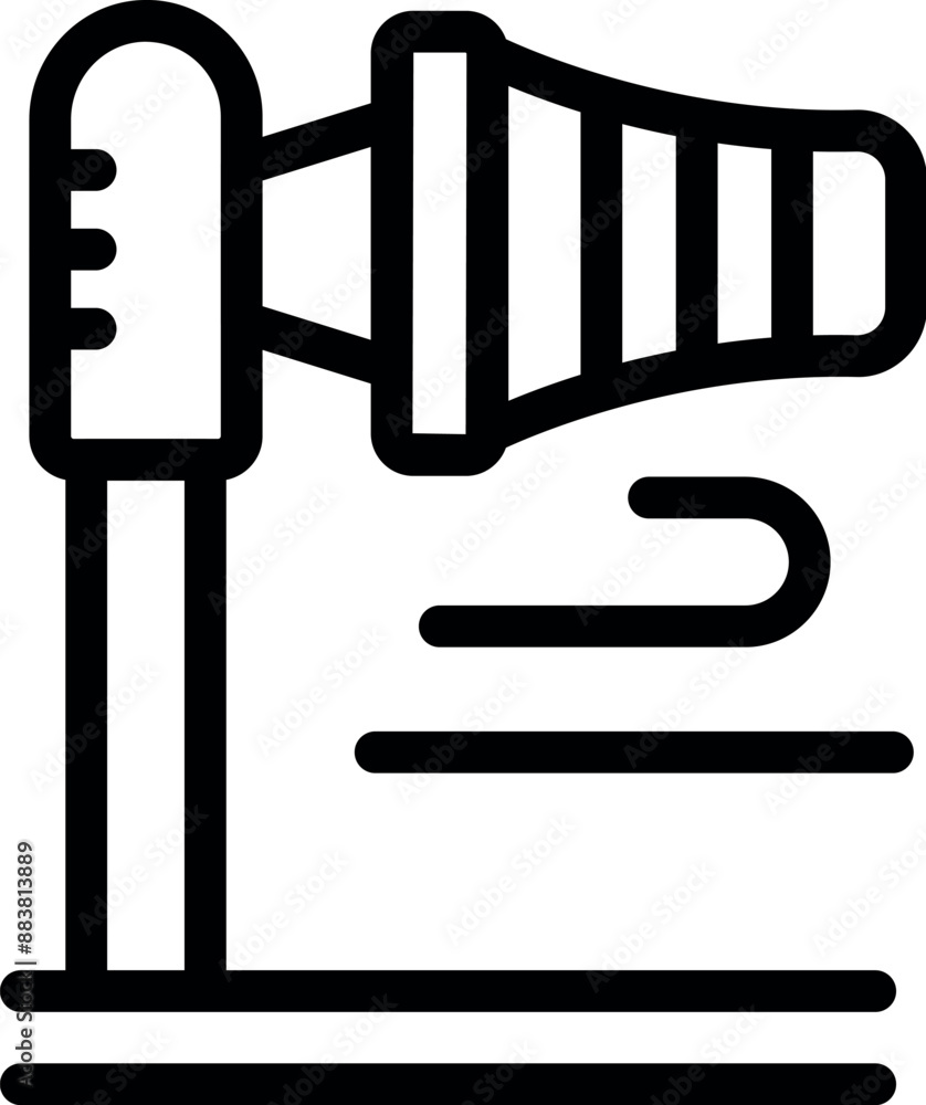 Poster simple line icon of a windsock measuring wind on an airfield for pilots landing and taking off