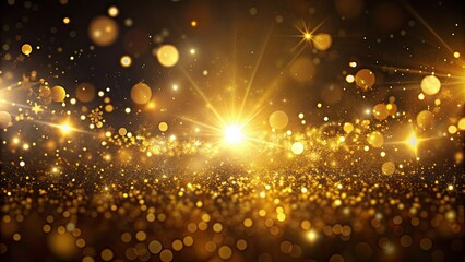 Obraz premium Abstract golden and dark background with sparkling particles and light effects, abstract, golden, dark, background