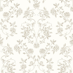 Seamless pattern of roses. Hand drawn flowers.