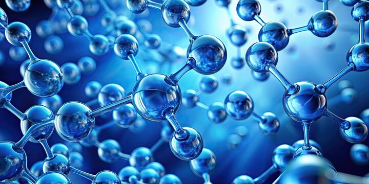 Abstract background of blue water molecules , water, blue, molecules, abstract, background, science, chemistry, liquid