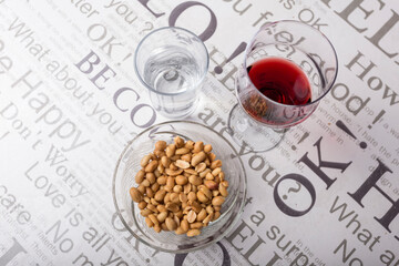 peanuts, wine, evening, love