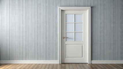 A white wooden door with a rectangular window, door, window, entrance, exterior, architecture, home, design, interior, house, entryway