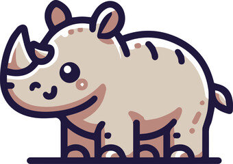 Cute cartoon rhinoceros illustration with big eyes and a friendly smile.  Perfect for children's books or educational materials.  vector