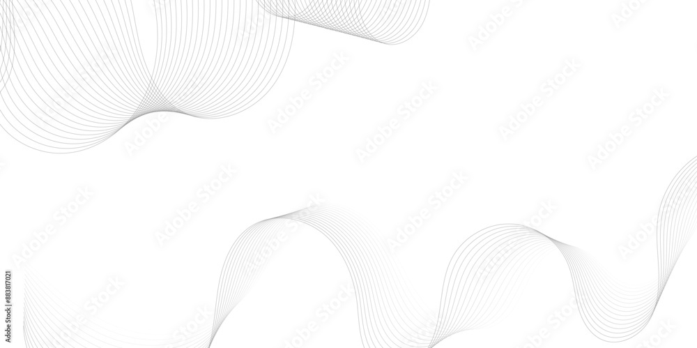 Aufkleber Abstract grey, white smooth element swoosh speed wave modern stream background. Wave with lines created using blend tool. Abstract frequency sound wave lines and twisted curve lines background.	
