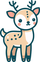 Fototapeta premium Cute cartoon deer with big eyes and spots. Perfect for children's book illustrations or greeting cards.