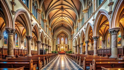 Fototapeta premium A beautifully ornate interior of a cathedral, religious, architecture, divine, sacred, church, intricate