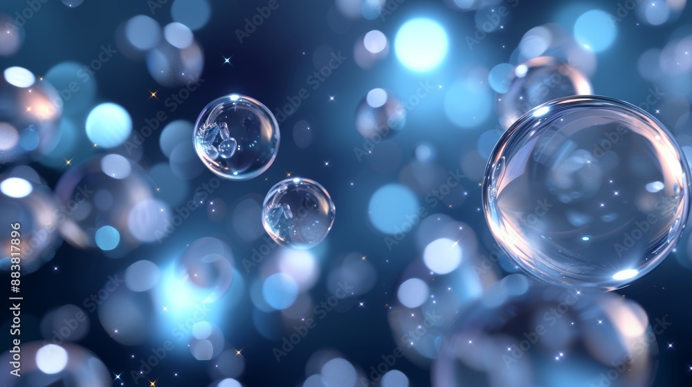 Poster background with translucent floating spheres ai generated illustration