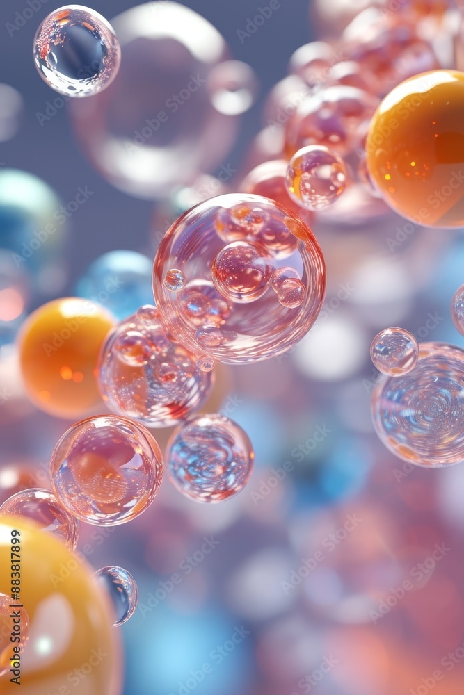 Poster background with translucent floating spheres ai generated illustration