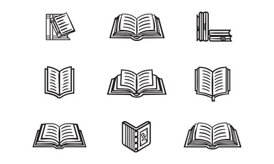 set of books vector illustration isolated on white background , graphics books elements icon outline for architecture design