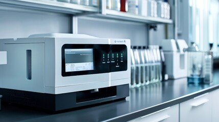 An automated chemical analysis system providing real-time data on reaction progress and product purity.