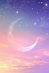pastel moonlit sky scattered with bright stars AI generated illustration