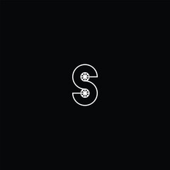 Cinema/movie letter S logo, film reel entertainment logo with flat style in black and white color