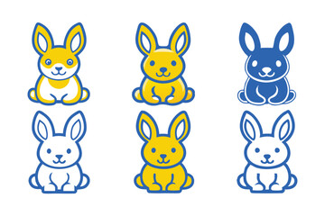 Fototapeta premium Cute bunny rabbit outline sketch vector illustration.