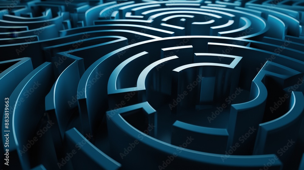 Aufkleber rendering of a labyrinth reflecting a challenge or problem ai generated illustration